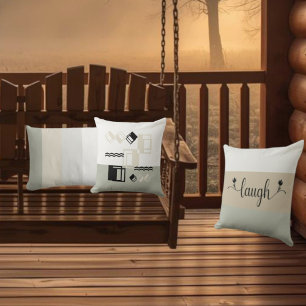 Stripe Earth Tones "Laugh" Decorative Throw Pillow