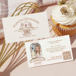 Stripe Floral Cupcake Bakery Cake Designer Shop Business Card