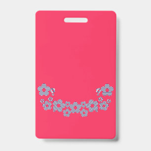 Stripe Flowers ID Badge