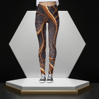 Stripe Fusion: Brown & Black Geometric Leggings