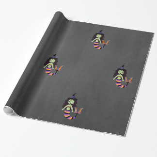 Stripe Halloween Mermaid Witch WRAP Wrapping Paper