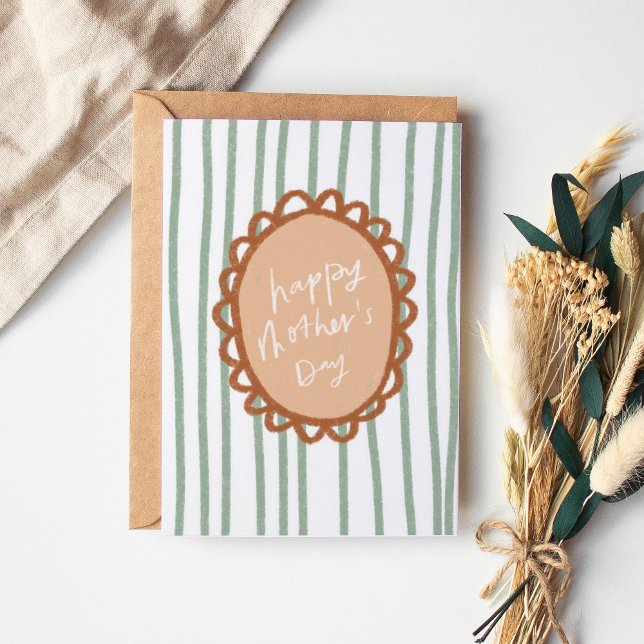 Stripe Hand Drawn Frame Happy Mother's Day Thank You Card (Creator Uploaded)