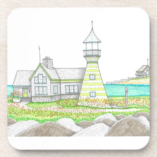 Stripe Lighthouse Coasters (Front)