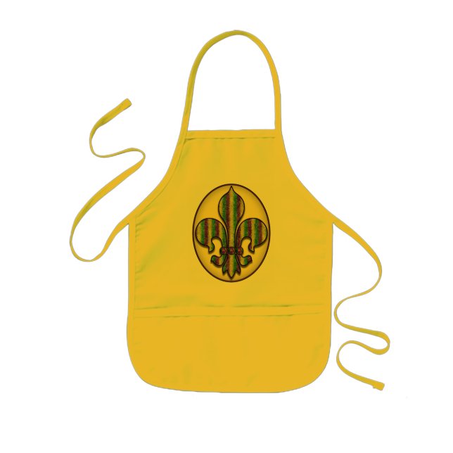 Stripe Mardi Gras Fleur de lis Kids Apron (Front)