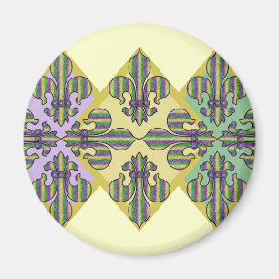 Stripe Mardi Gras Fleur de lis Magnet