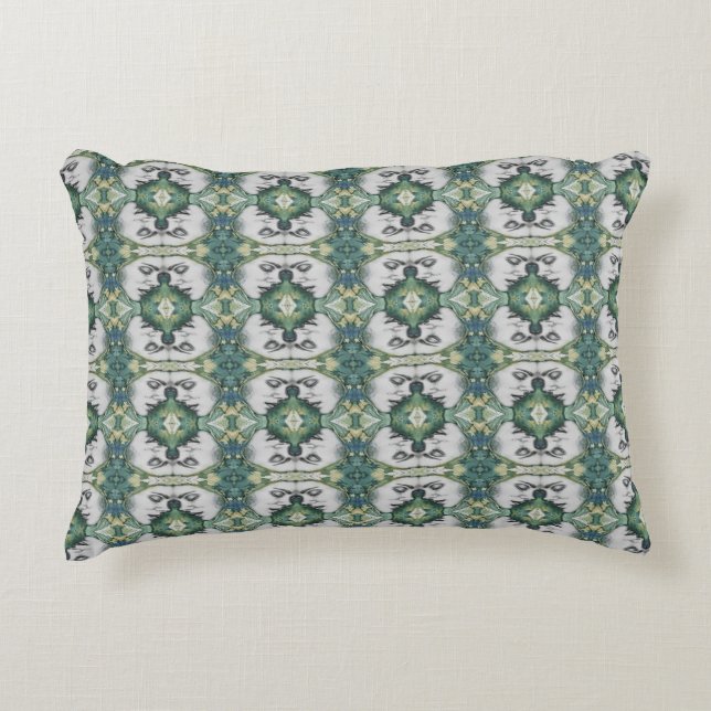 Stripe Muslim Lady Cream Green Pattern | Decorative Cushion (Front)