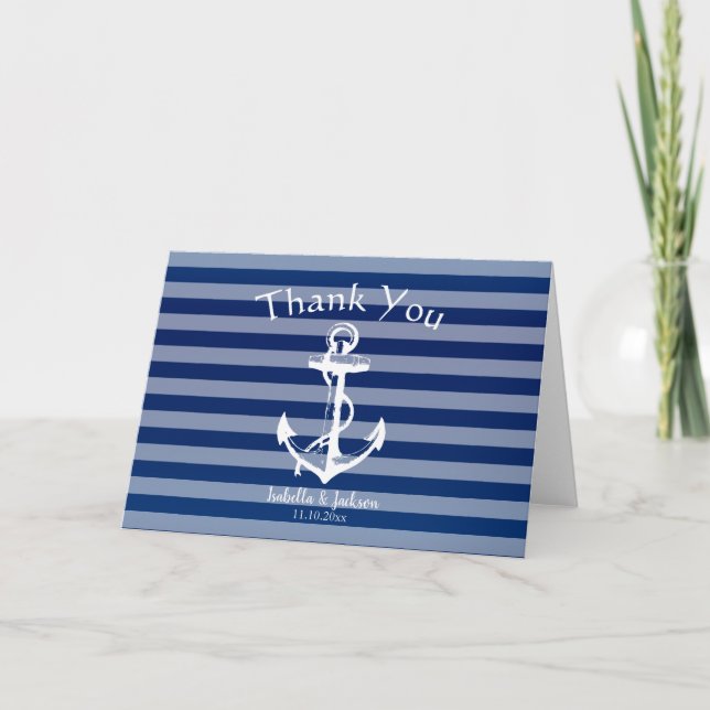 Stripe Nautical Design - Thank You Card (Front)
