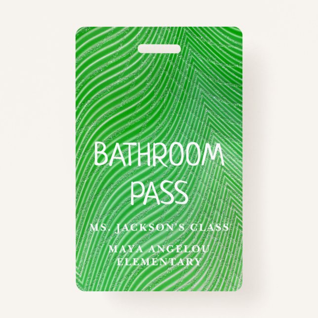 Stripe Pattern Back To School Bathroom Hall Pass   ID Badge (Back)