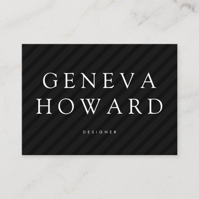Stripe Pattern Black Business Card (Front)