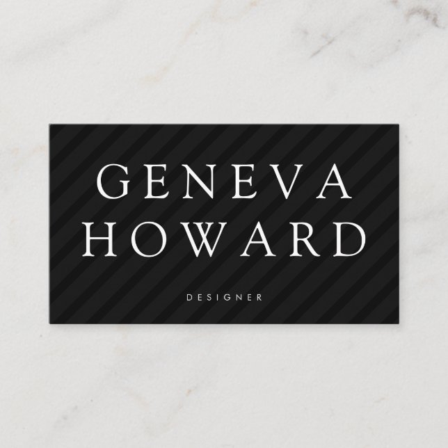 Stripe Pattern Black Business Card (Front)