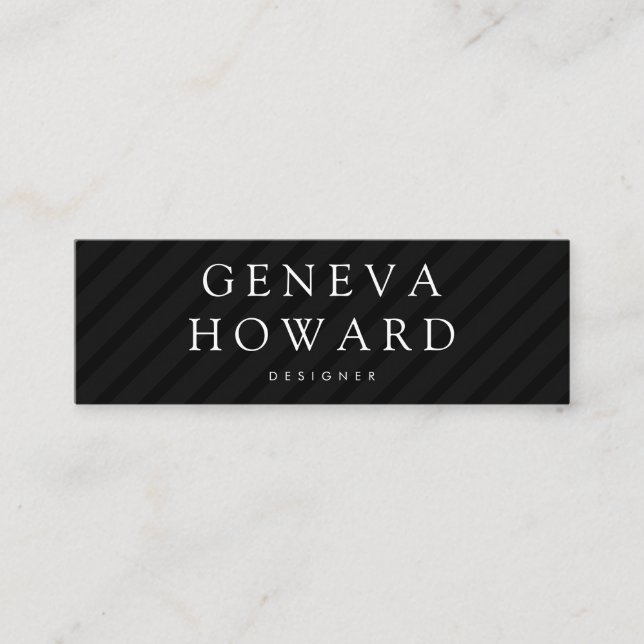 Stripe Pattern Black Mini Business Card (Front)