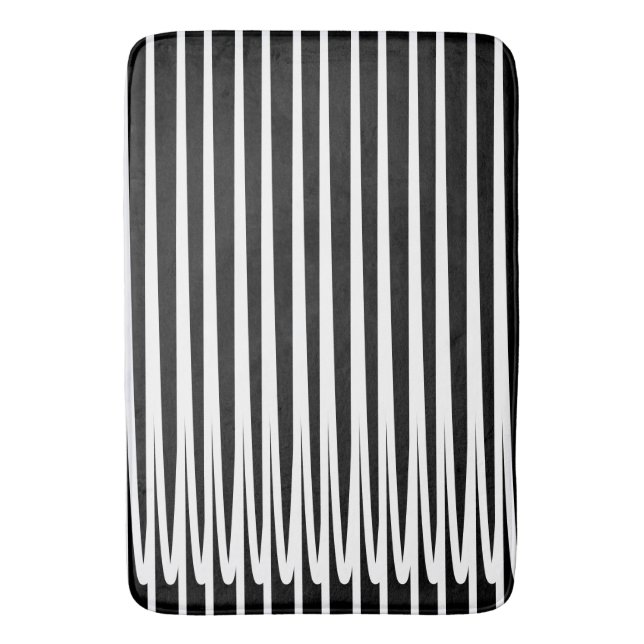 Stripe Pattern Black White Unique Abstract Stylish Bath Mat (Front Vertical)