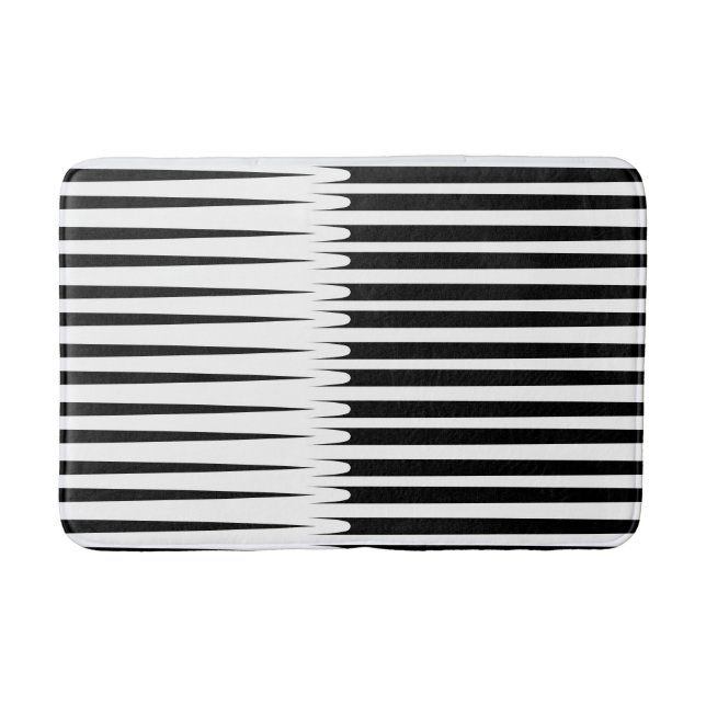 Stripe Pattern Black White Unique Abstract Stylish Bath Mat (Front)
