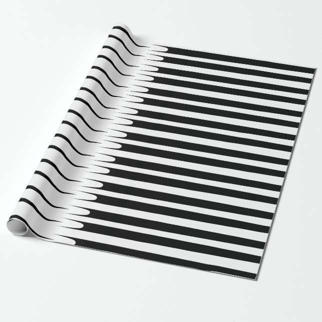 Stripe Pattern Black White Unique Abstract Stylish Wrapping Paper (Unrolled)