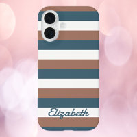 Stripe Pattern Brown Teal White Personalise