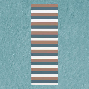 Stripe Pattern Brown Teal White Yoga Mat