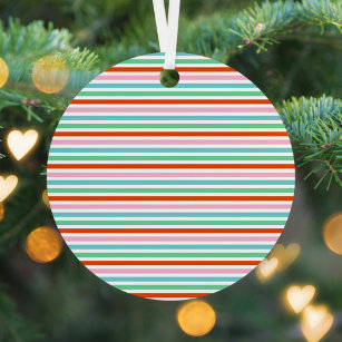 Stripe Pattern   Modern Colorful Christmas Cheer Metal Tree Decoration