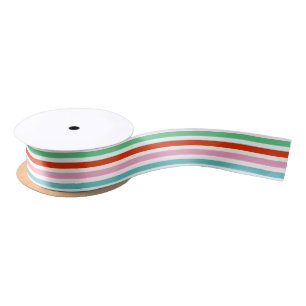 Stripe Pattern   Modern Colourful Christmas Cheer Satin Ribbon
