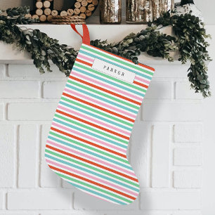 Stripe Pattern   Modern Festive Colourful Small Christmas Stocking