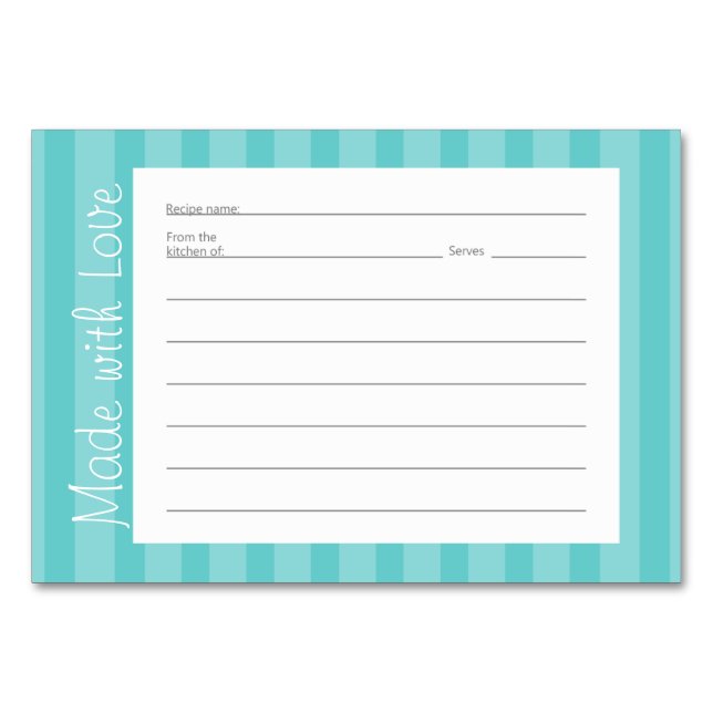 Stripe Pattern Recipe Cards (Front)