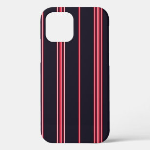 Stripe pattern with navy blue, white and red verti iPhone 12 case