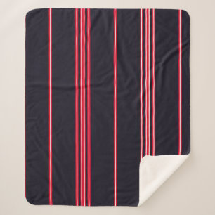 Stripe pattern with navy blue, white and red verti sherpa blanket
