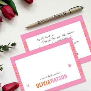 Stripe Personalised Name Thank You Appreciation Holiday Card