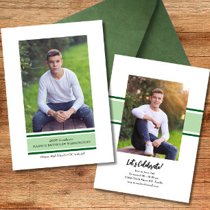 Stripe Photo Graduation Invitation