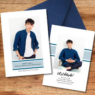 Stripe Photo Graduation Invitation