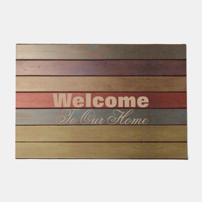 Stripe Print Welcome Doormat (Front)