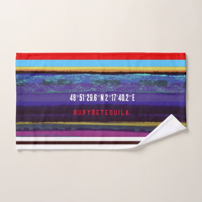 Stripe retro lines horizontal handpainted DIY Bath Towel Set (Hand Towel)