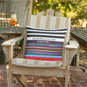Stripe retro lines horizontal handpainted DIY Cushion