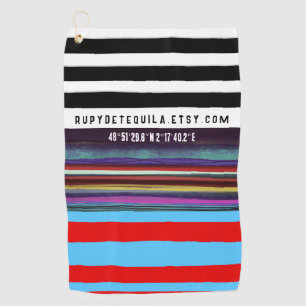 Stripe retro lines horizontal handpainted DIY Golf Towel