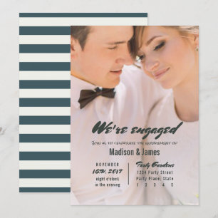 Stripe sapphire Engagement Party Invitations