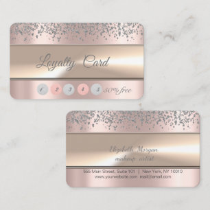 Stripe,Silver Diamonds Rose Gold Loyalty Card