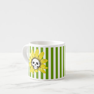 STRIPE Skull Sunflower Tiny Tea Cup