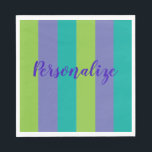 Stripe Teal, Purple Green Napkin<br><div class="desc">Shades of Teal,  Purple Green Wrapping Paper

Unique combo  of subtle shades of Teal,  Purple and Green. 
Two other choices that match/blend for multiple gifts
 keeping with theme. 
They all are part of Celebration Birthday Collection.
Check out in my Zazzle Shop: Party Theme Central</div>
