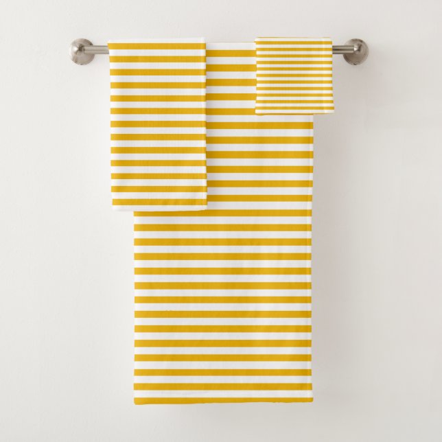 Stripe Towel Set - Mustard/White (Insitu)