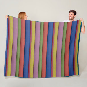 Stripe Unique Many Colours Green Blue Pink Yellow Fleece Blanket