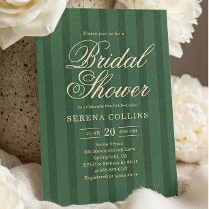 Stripe Vintage Green Bridal Shower Invitation