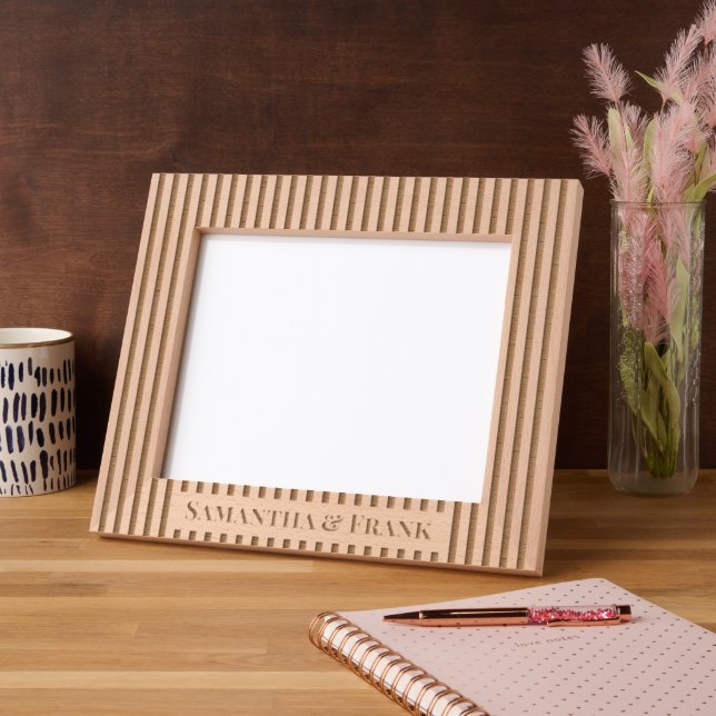 Stripe with Bold Font Wedding Etched Frames (Left)