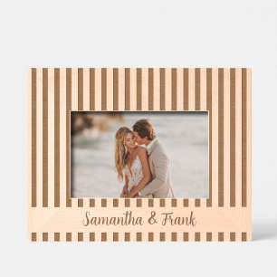 Stripe with Script Wedding Etched Frames