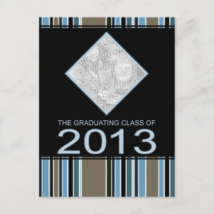 striped 2013 graduation announcement postcard