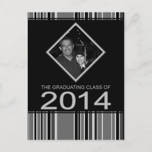 striped 2014 graduation announcement postcard