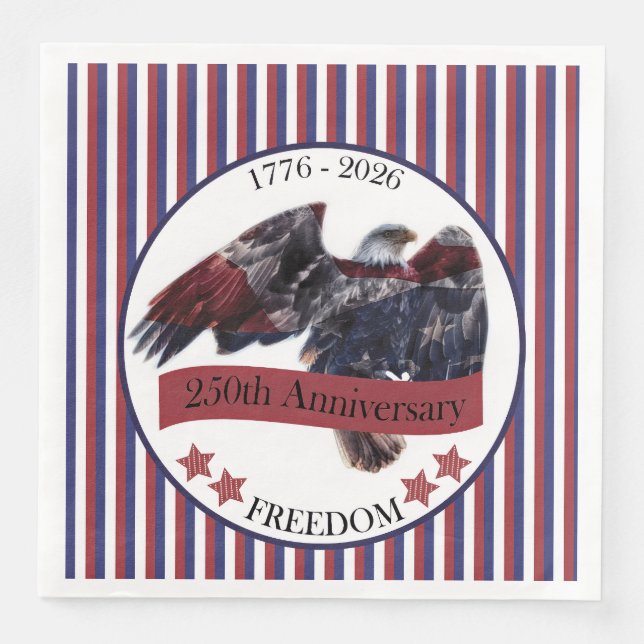 Striped 250th Anniversary Eagle  Napkin (Front)