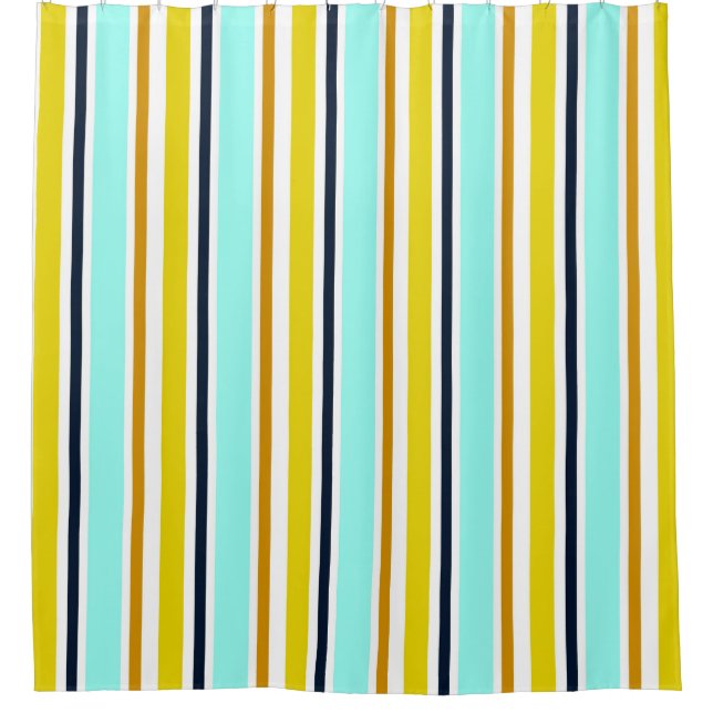 Striped abstract background with colour stripes. V Shower Curtain (Front)