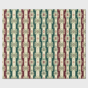 Striped abstract pattern- burgundy, green, ivory wrapping paper