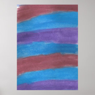 Striped Abstract Watercolor Art Poster