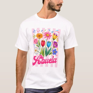 Striped Abuela Wildflowers Coquette Bow Floral Mot T-Shirt