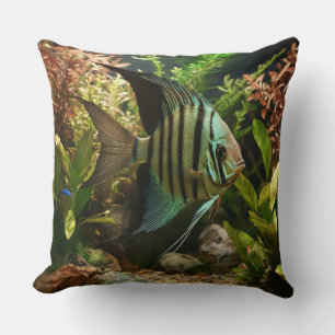 Striped altum angelfish cushion